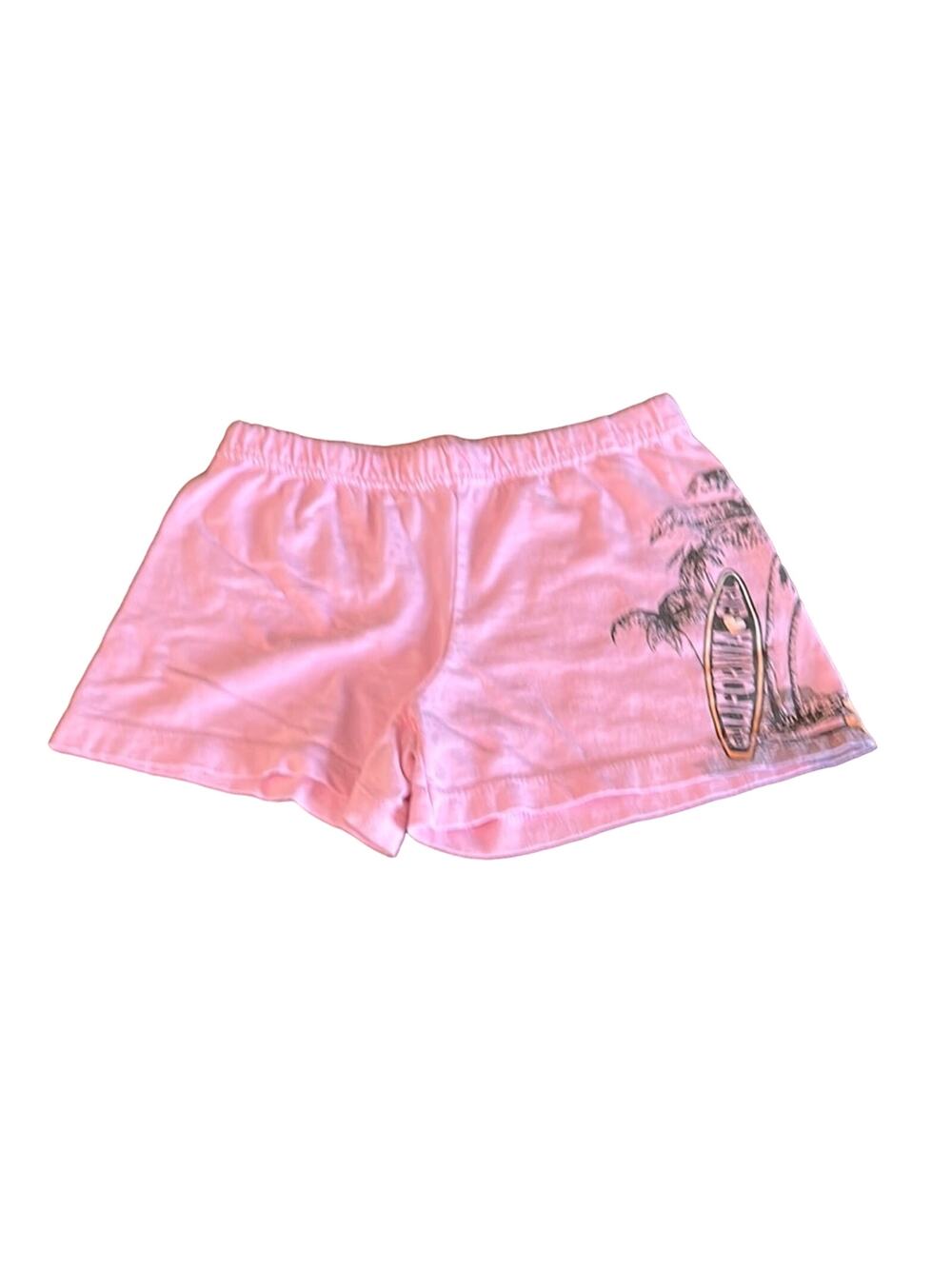 Athletic Works Girls S 6/6X Pink Knit Shorts Palm Tree Beach Y2K